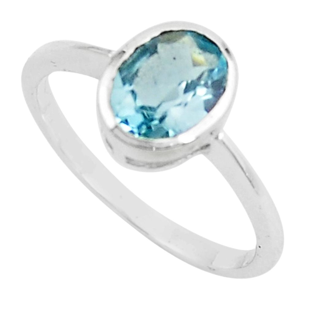 2.05cts natural blue topaz 925 sterling silver solitaire ring size 8.5 p62027