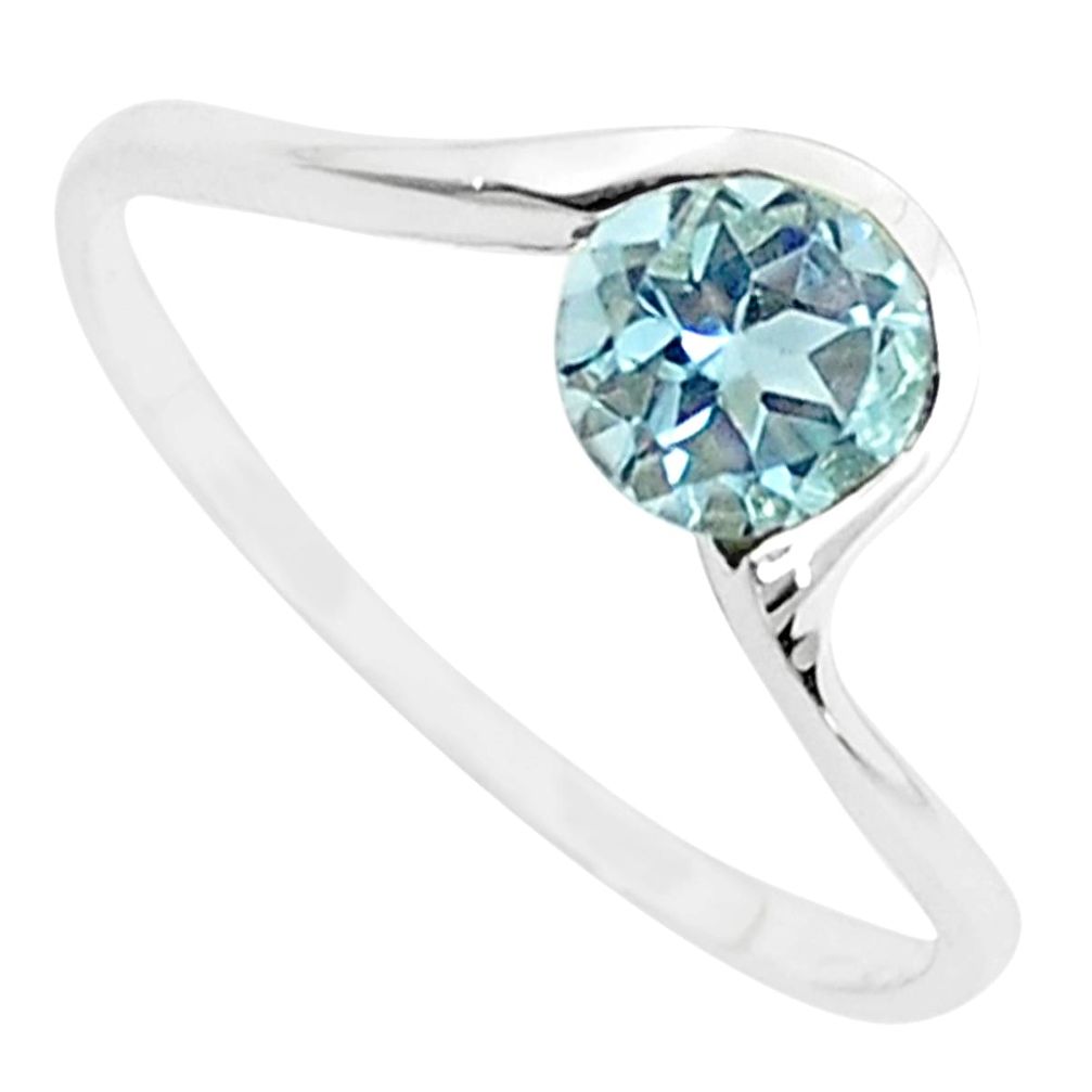 1.36cts natural blue topaz 925 sterling silver solitaire ring size 5.5 p62126