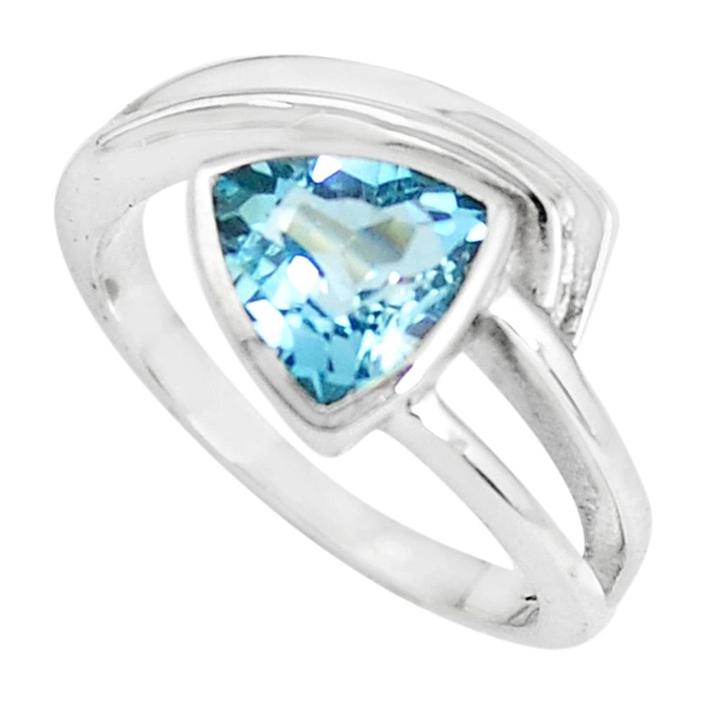 3.42cts natural blue topaz 925 sterling silver solitaire ring size 7.5 p62261