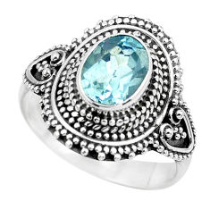 2.14cts natural blue topaz 925 sterling silver solitaire ring size 7.5 p62865