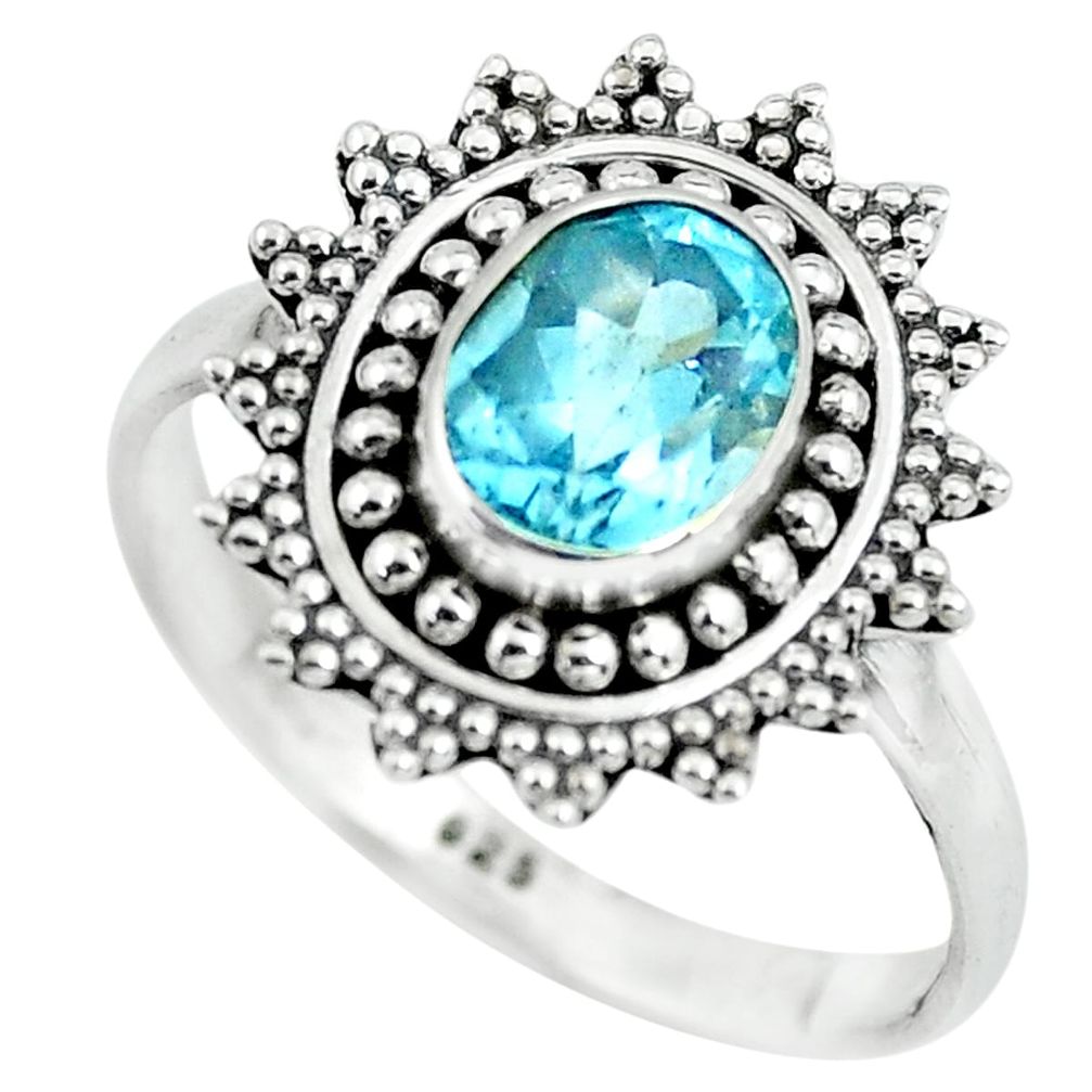 2.33cts natural blue topaz 925 sterling silver solitaire ring size 8.5 p64207