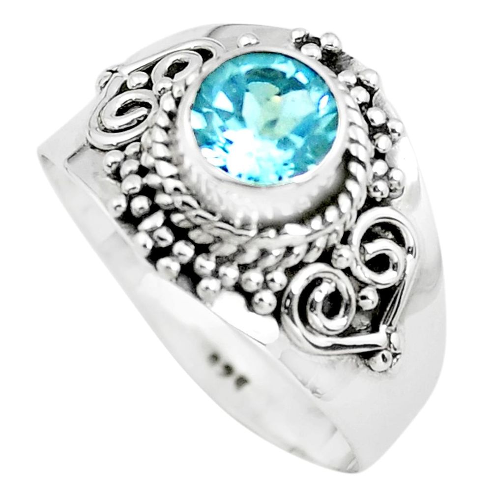 1.35cts natural blue topaz 925 sterling silver solitaire ring size 8.5 p72397