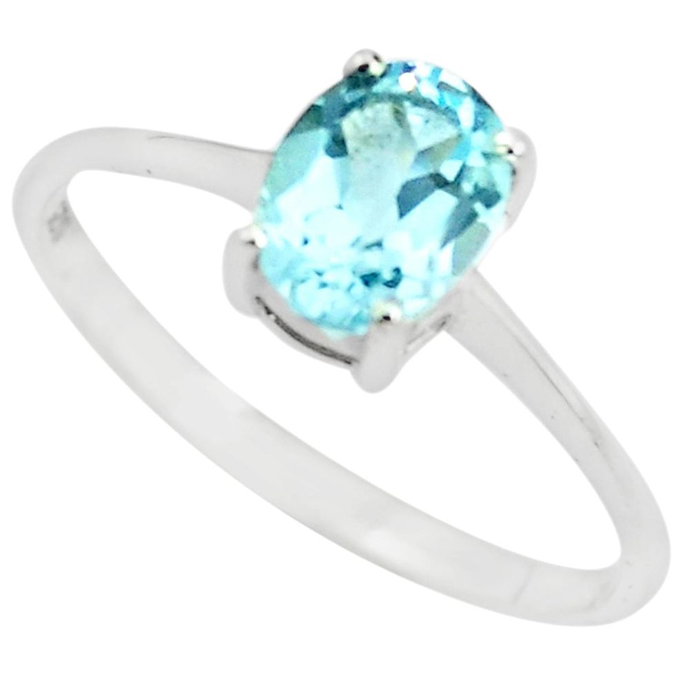1.96cts natural blue topaz 925 sterling silver solitaire ring size 5.5 p73333