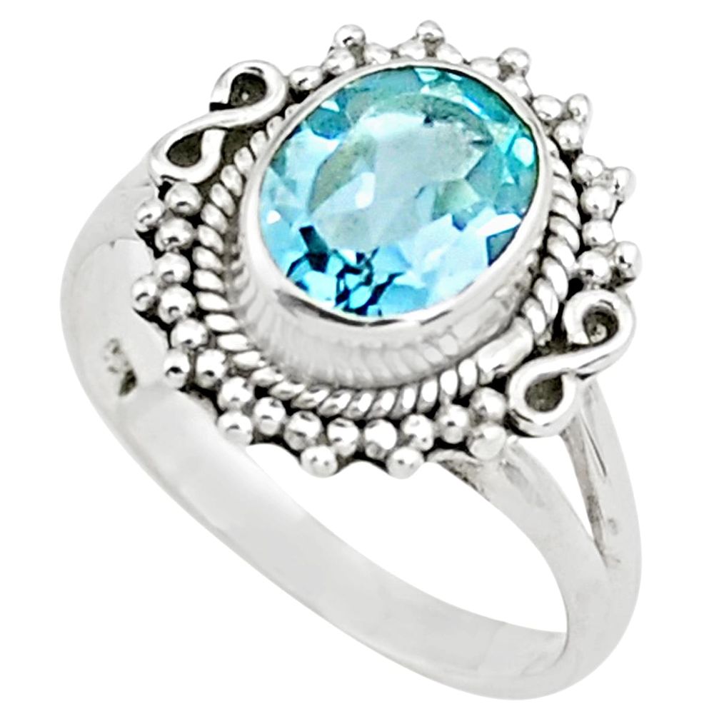2.21cts natural blue topaz 925 sterling silver solitaire ring size 7 p78921