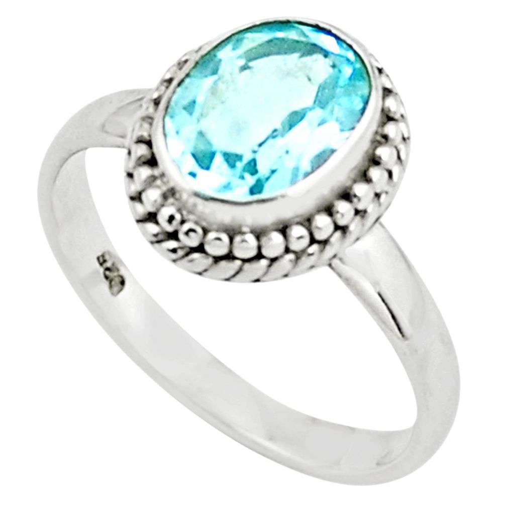 2.09cts natural blue topaz 925 sterling silver solitaire ring size 7.5 p78927