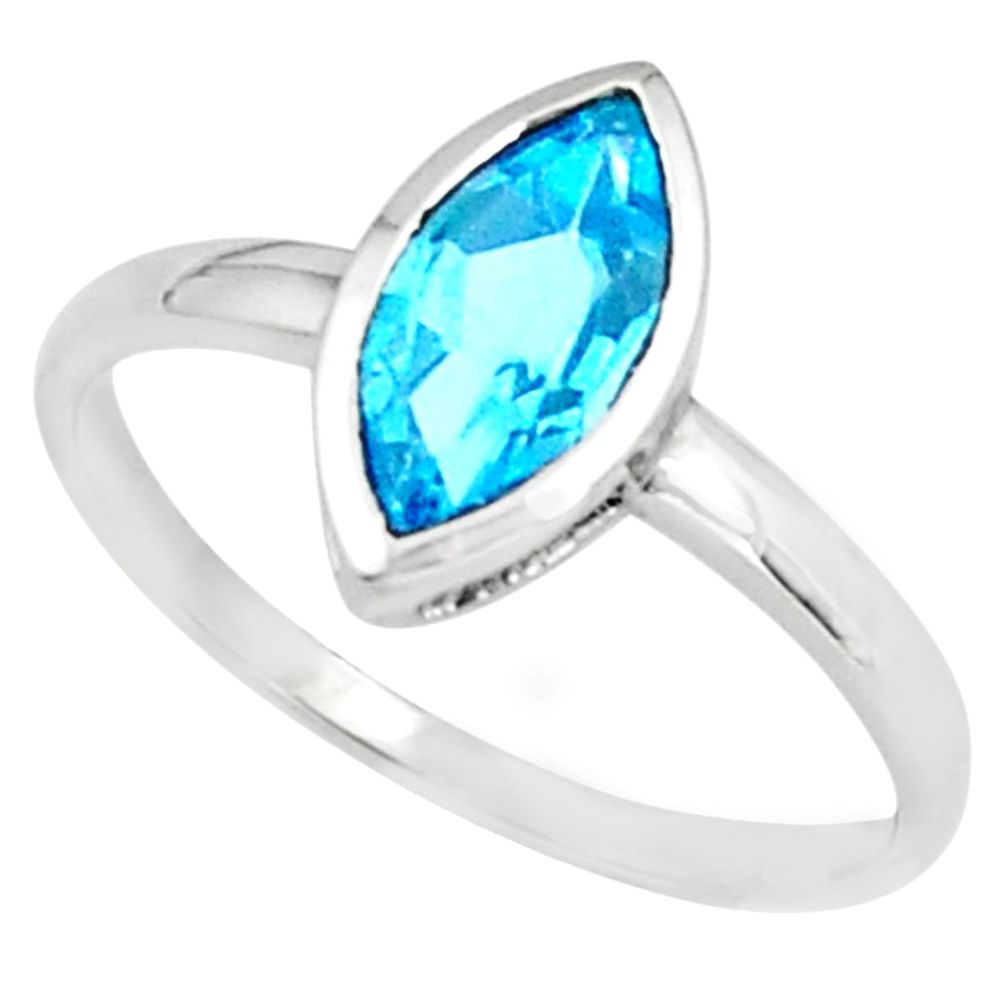 2.27cts natural blue topaz 925 sterling silver solitaire ring size 6.5 p81588