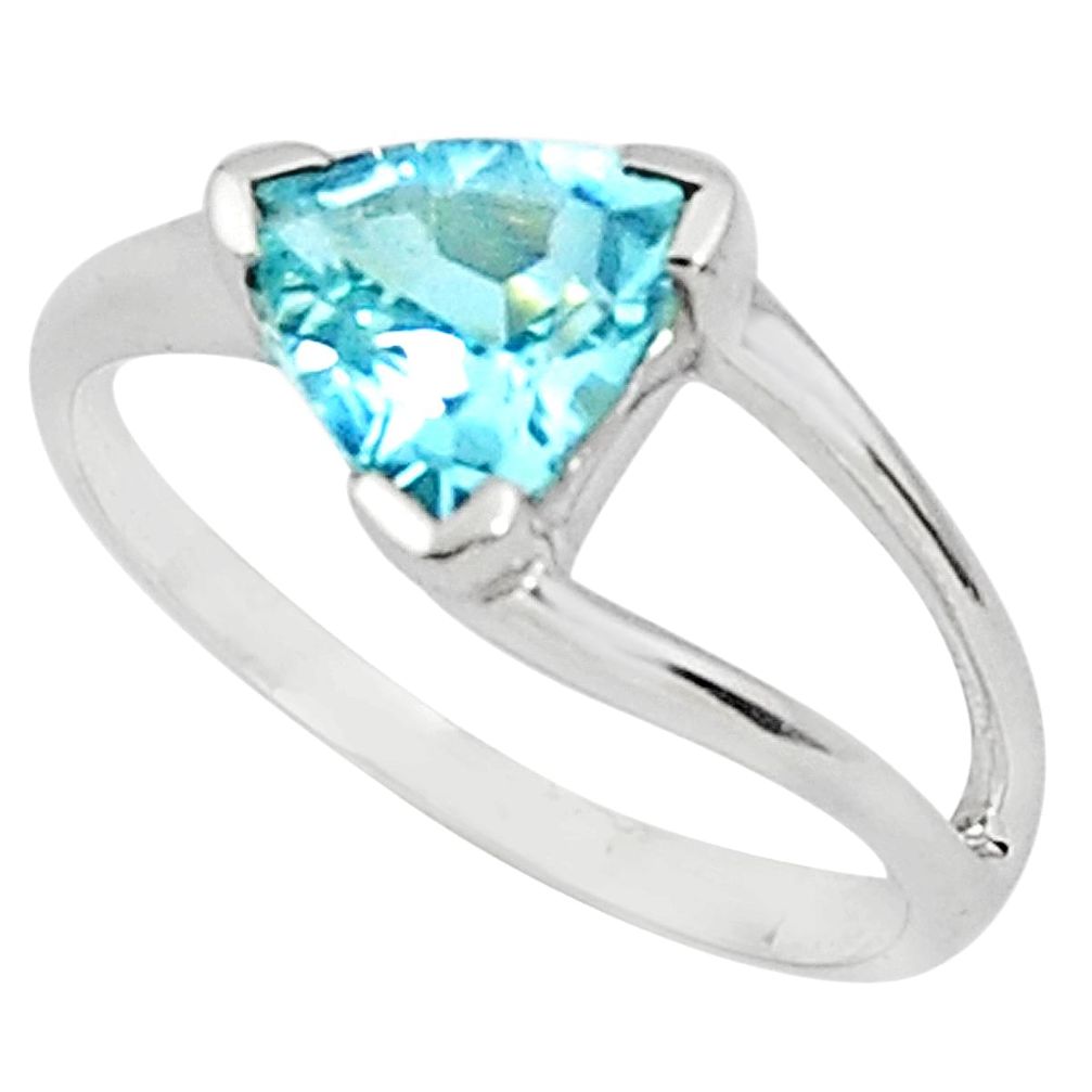 2.44cts natural blue topaz 925 sterling silver solitaire ring size 5.5 p81973