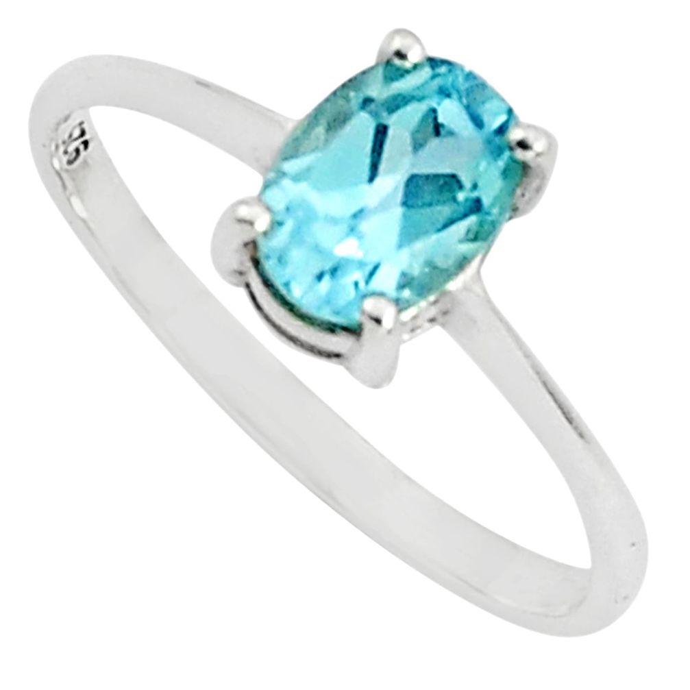 1.55cts natural blue topaz 925 sterling silver solitaire ring size 7 p81985