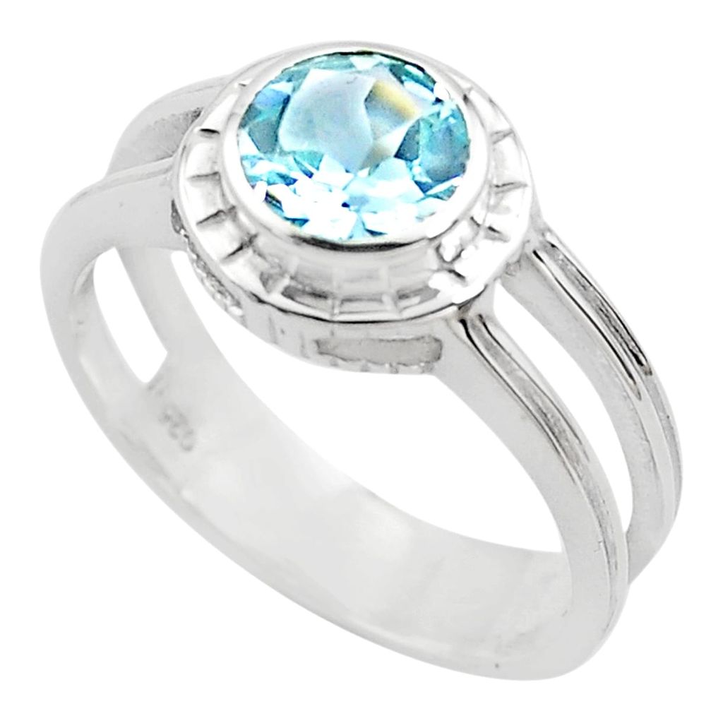 2.41cts natural blue topaz 925 sterling silver solitaire ring size 8.5 p82765