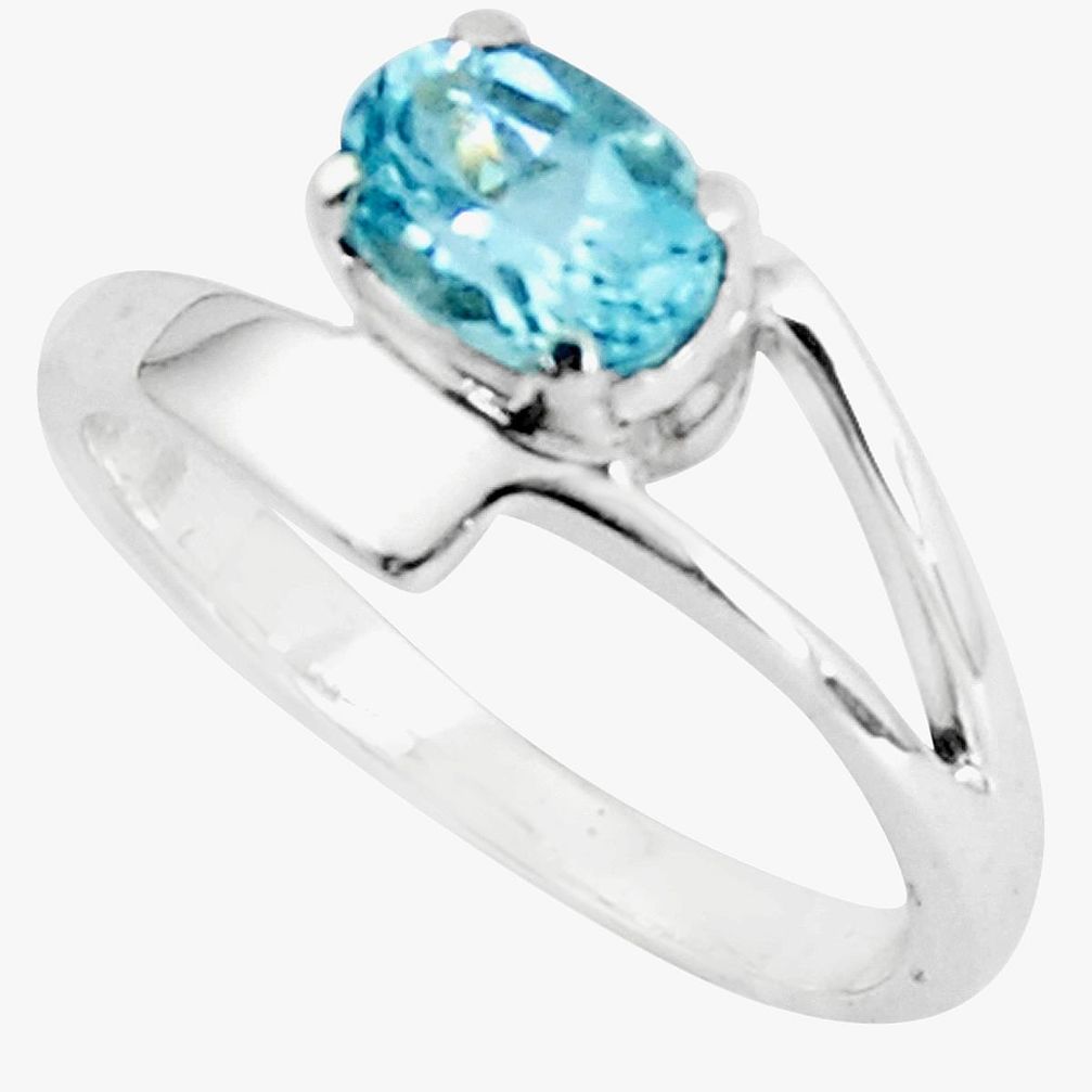 1.51cts natural blue topaz 925 sterling silver solitaire ring size 8.5 p83034