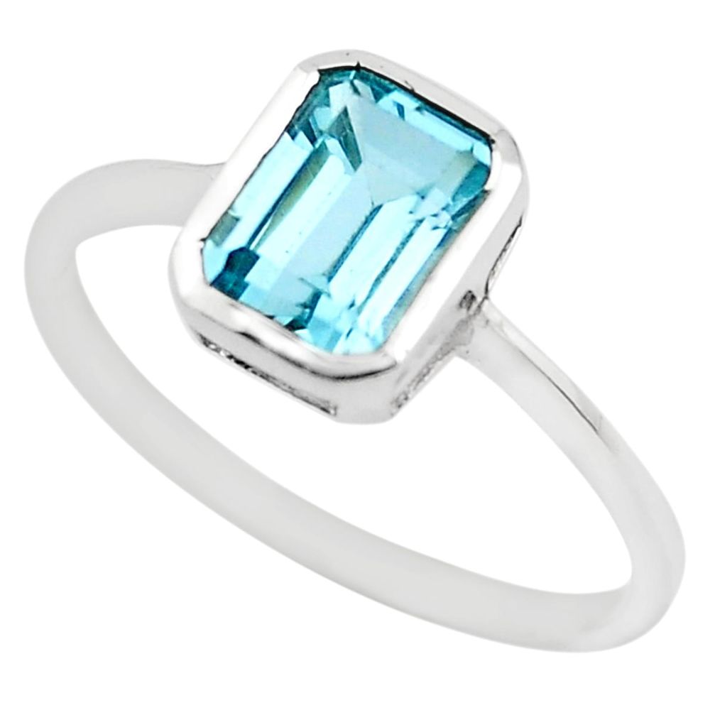 2.28cts natural blue topaz 925 sterling silver solitaire ring size 6.5 p83585