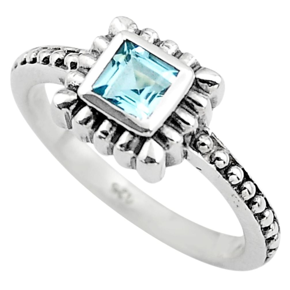 0.43cts natural blue topaz 925 sterling silver solitaire ring size 6.5 p83605