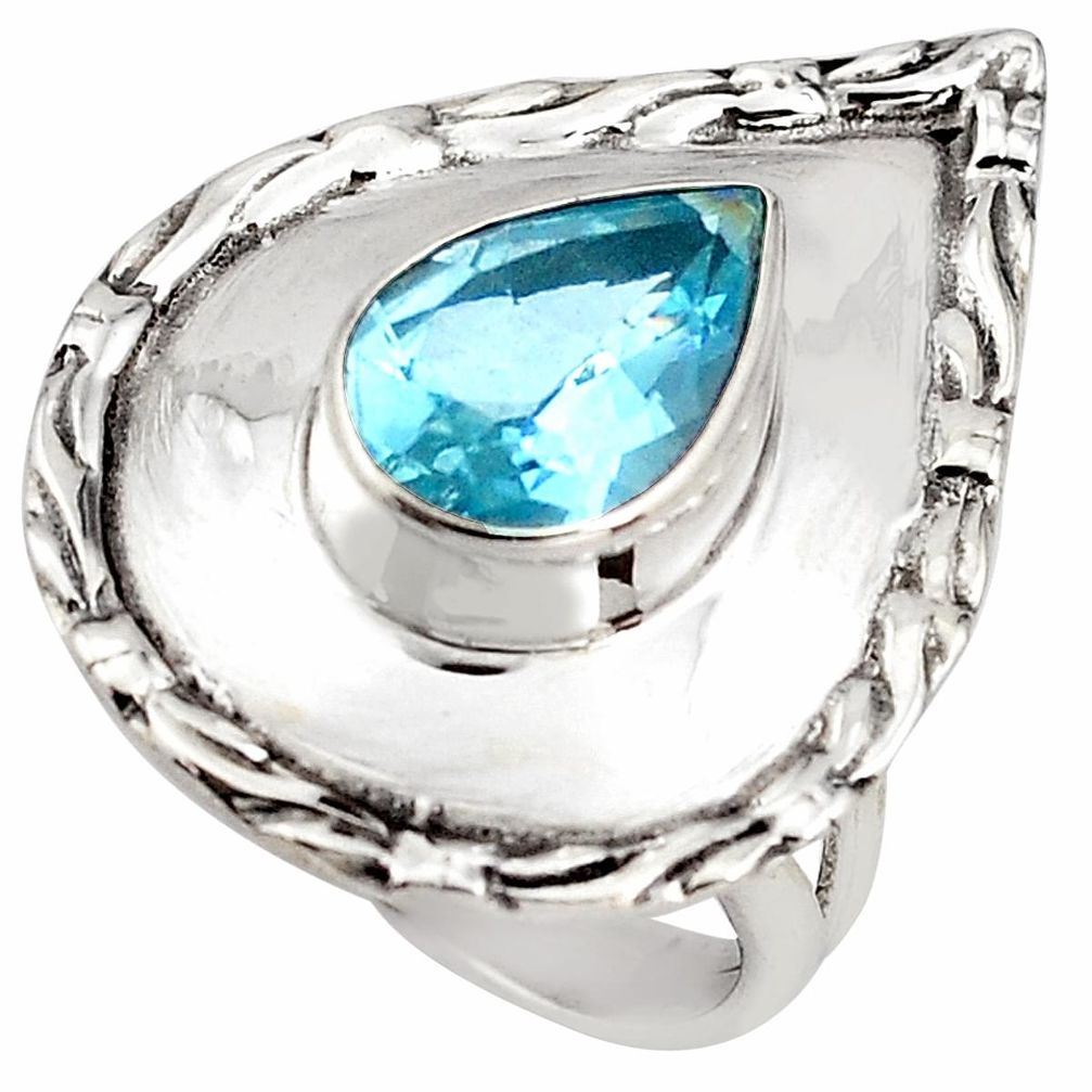 4.71cts natural blue topaz 925 sterling silver solitaire ring size 7 p85830