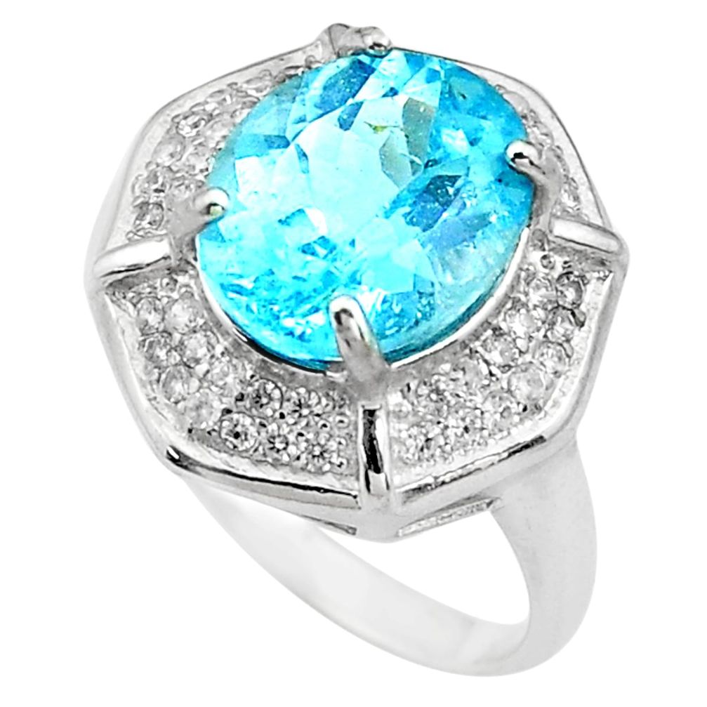6.84cts natural blue topaz topaz 925 sterling silver ring jewelry size 8 c4039