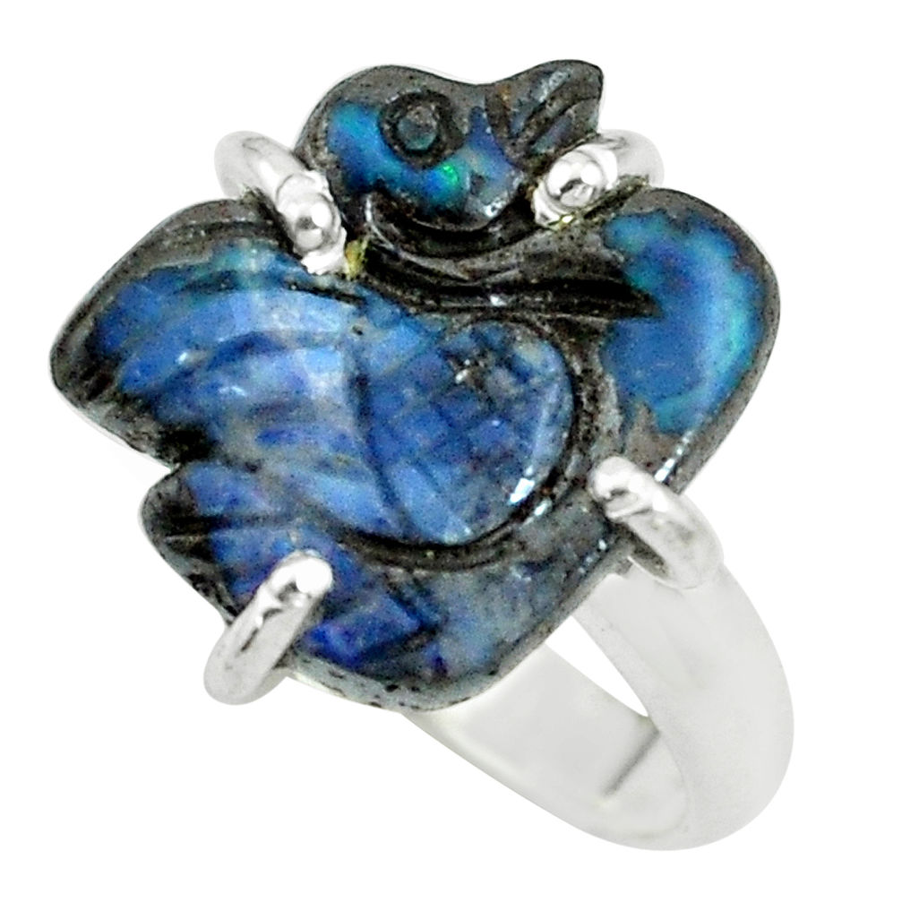 9.18cts natural boulder opal carving 925 silver solitaire ring size 5.5 p69326
