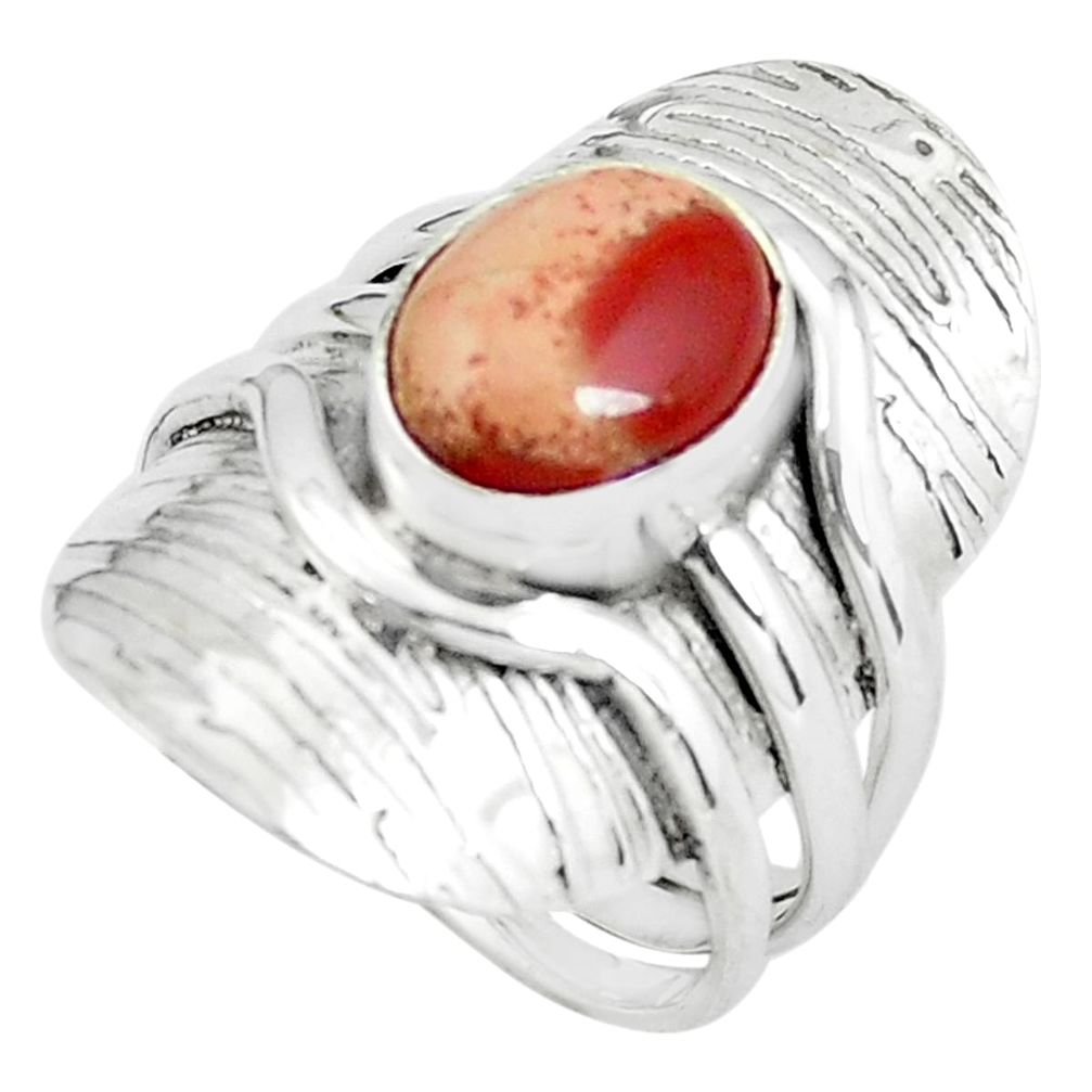 3.24cts natural brecciated jasper 925 silver solitaire ring size 6.5 p61961
