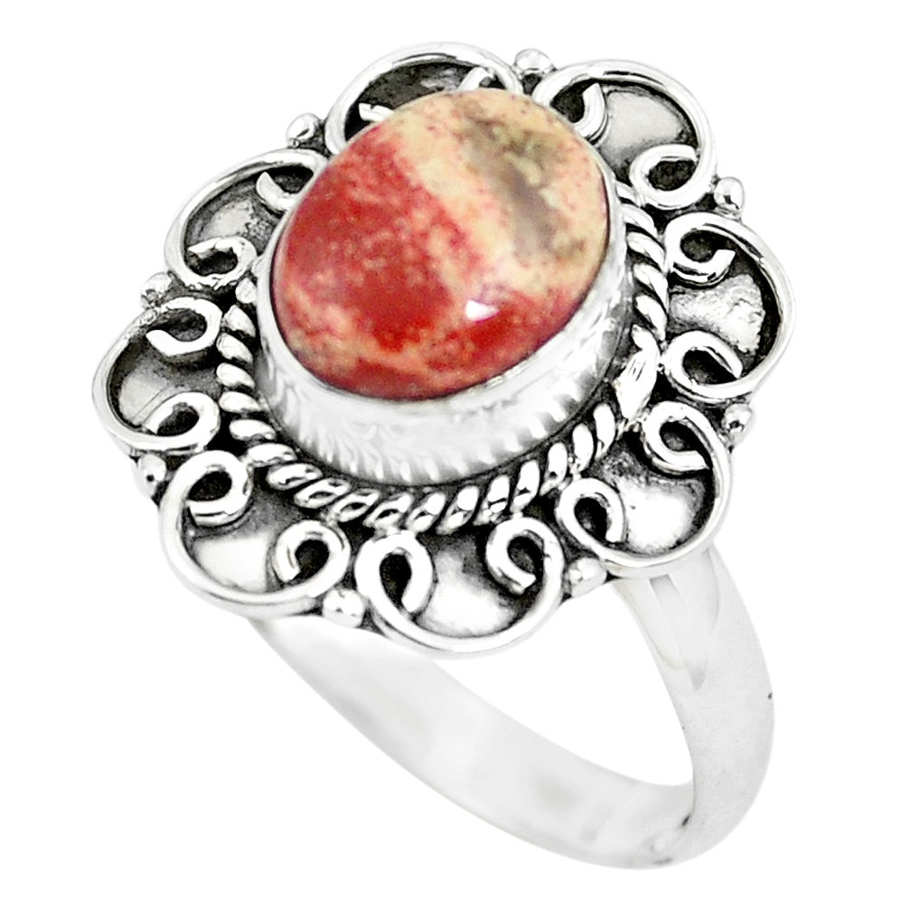 3.07cts natural brecciated jasper 925 silver solitaire ring size 8 p63260