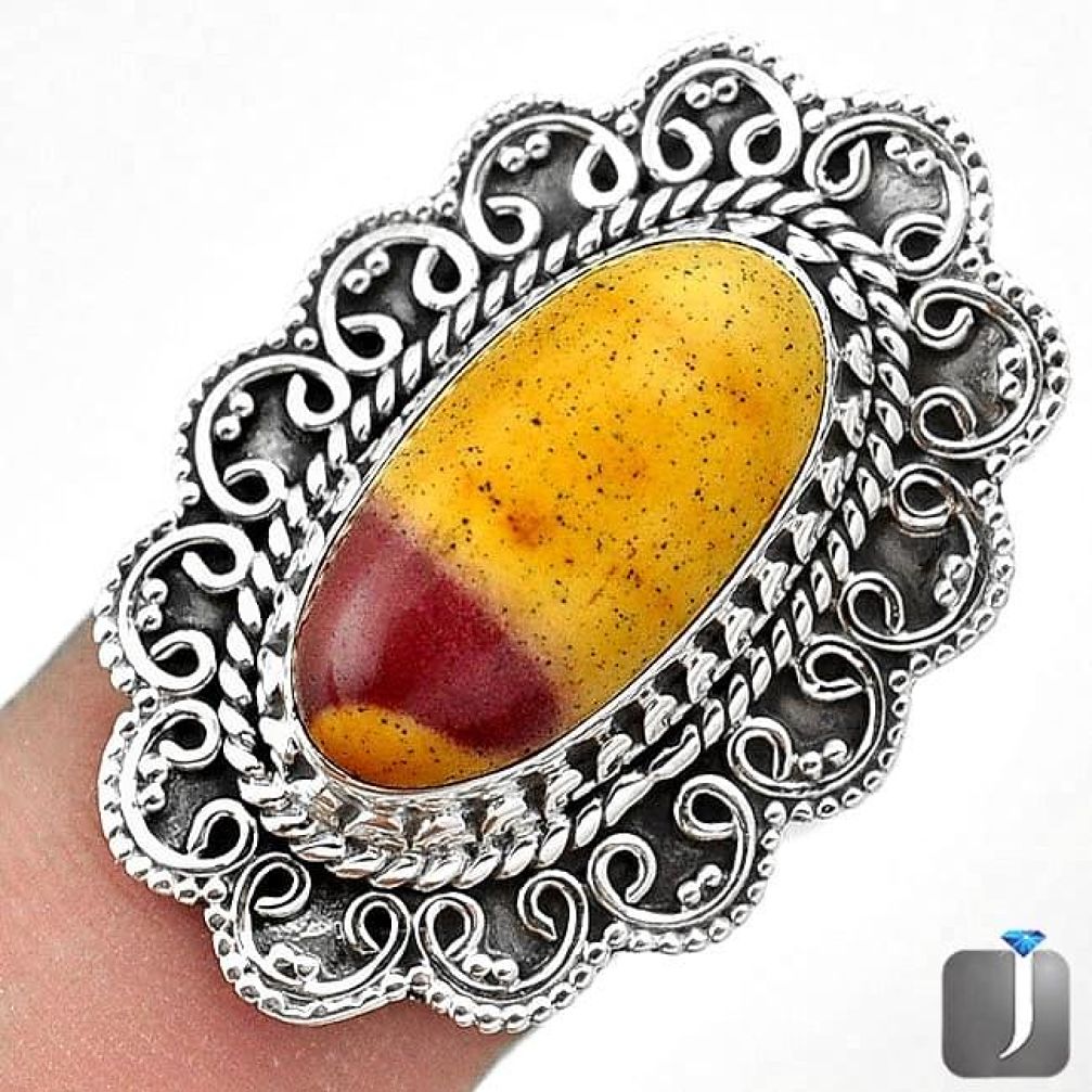 NATURAL BRECCIATED MOOKAITE (AUSTRALIAN JASPER) 925 SILVER RING SIZE 7.5 G29562