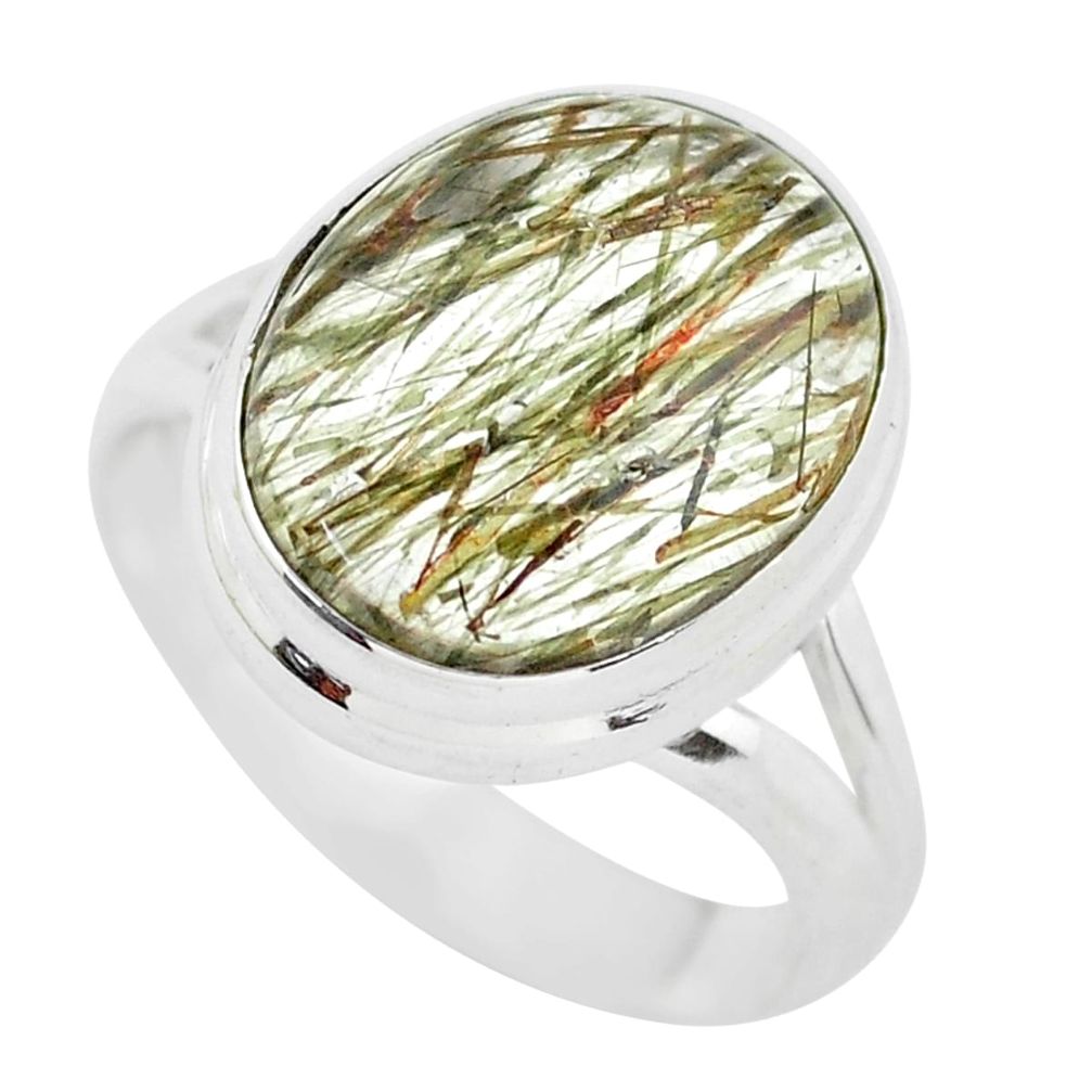 7.90cts natural bronze tourmaline rutile 925 silver solitaire ring size 7 p55607