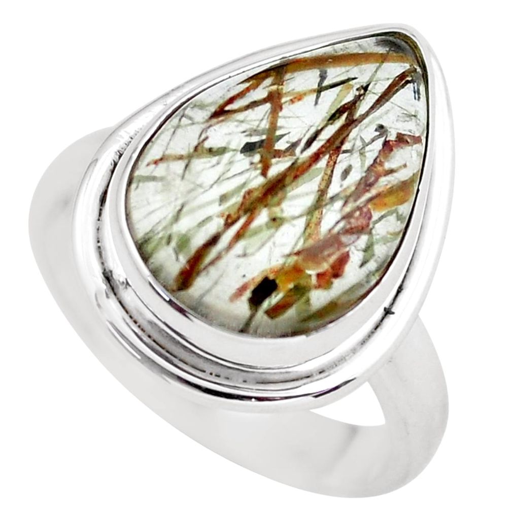 9.09cts natural bronze tourmaline rutile silver solitaire ring size 7.5 p55590