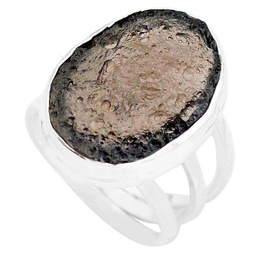 15.76cts natural brown agni manitite 925 silver solitaire ring size 8 p74298