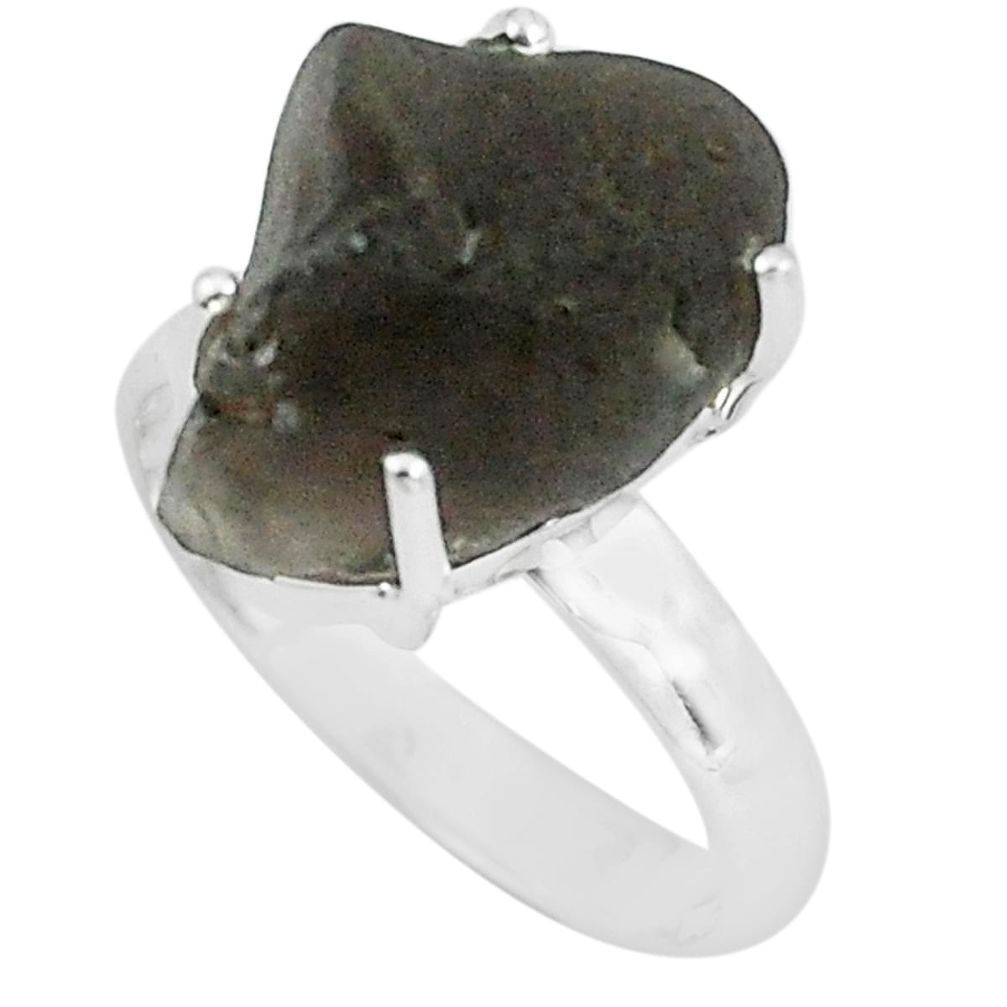 9.56cts natural brown chintamani saffordite silver solitaire ring size 7 p68752