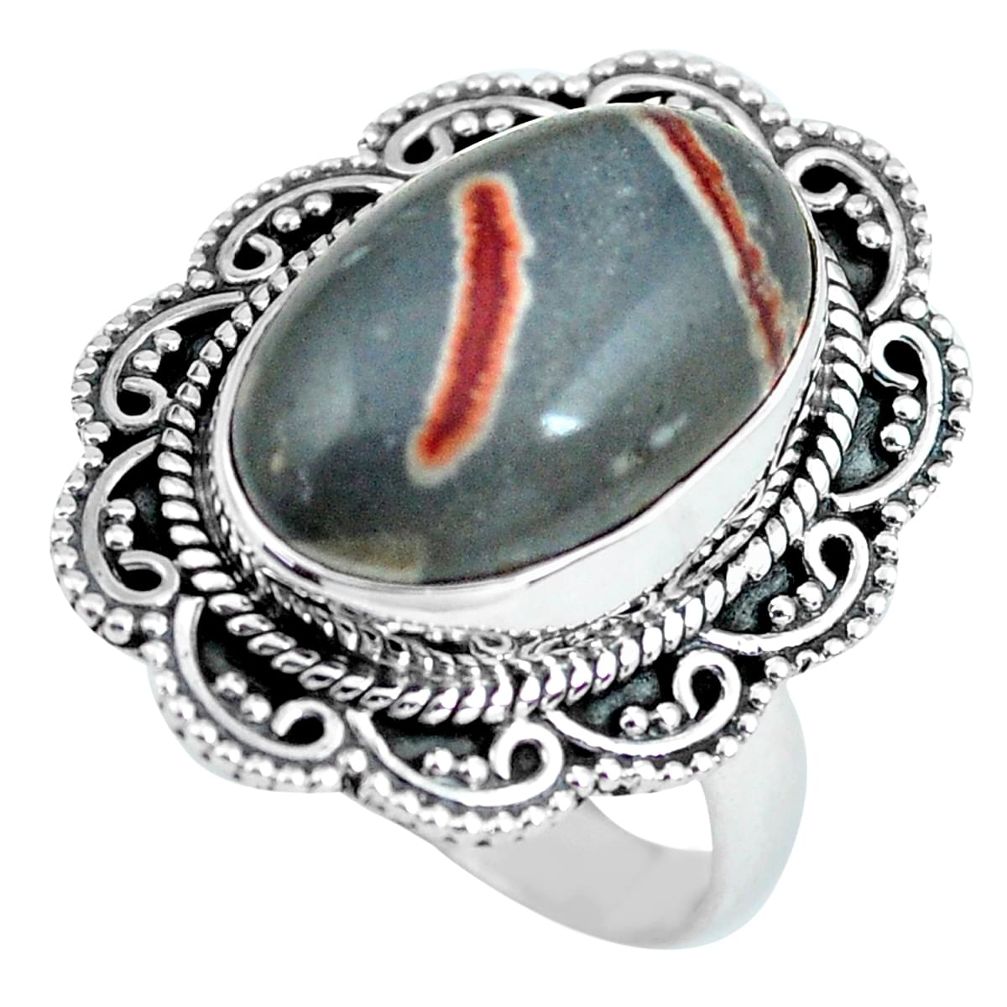 10.64cts natural brown coffee bean jasper silver solitaire ring size 8 d32110