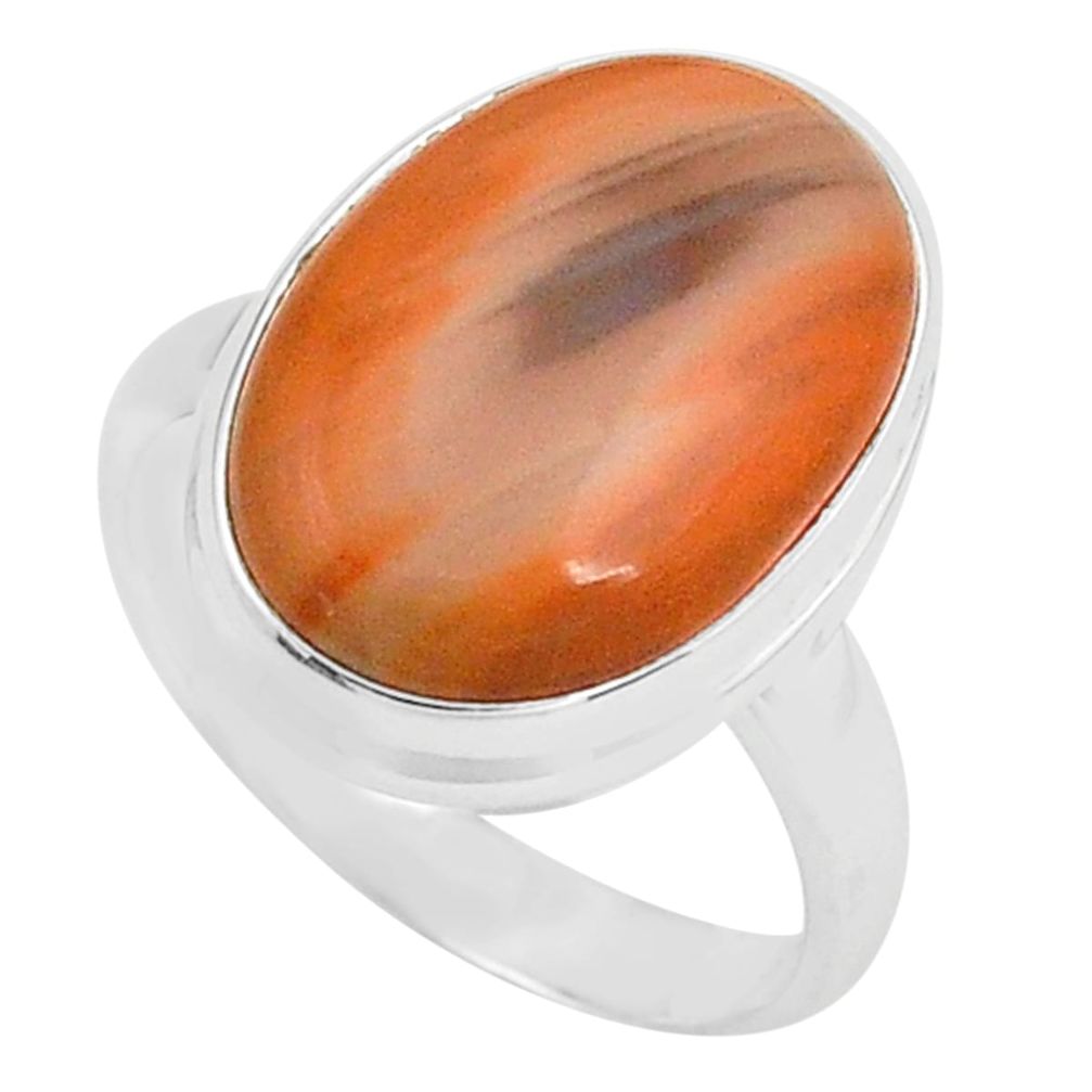 11.21cts natural brown imperial jasper 925 silver solitaire ring size 8 p80686