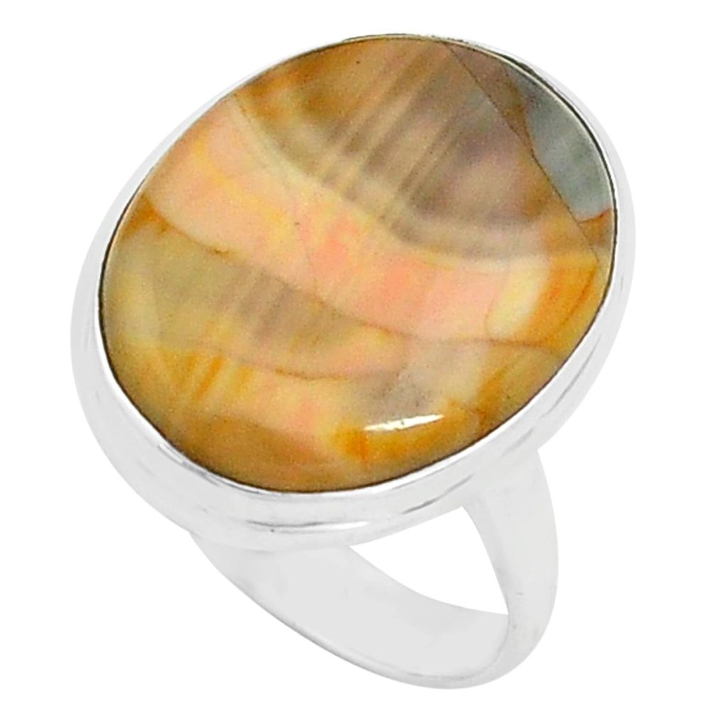 13.70cts natural brown imperial jasper 925 silver solitaire ring size 7 p80694