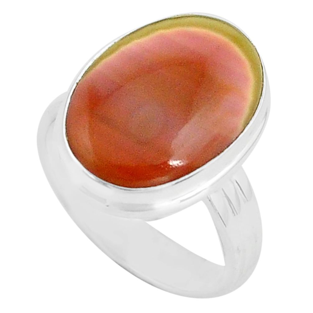 11.21cts natural brown imperial jasper 925 silver solitaire ring size 7.5 p80697