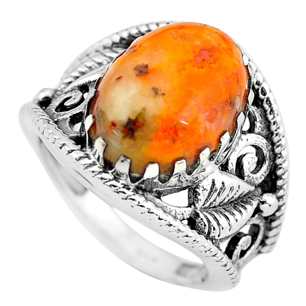 Natural bumble bee australian jasper 925 silver solitaire ring size 7 p55976