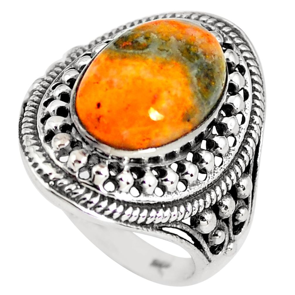 Natural bumble bee australian jasper 925 silver solitaire ring size 8.5 p56038