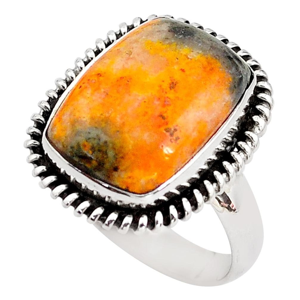 Natural bumble bee australian jasper 925 silver solitaire ring size 9 p85787