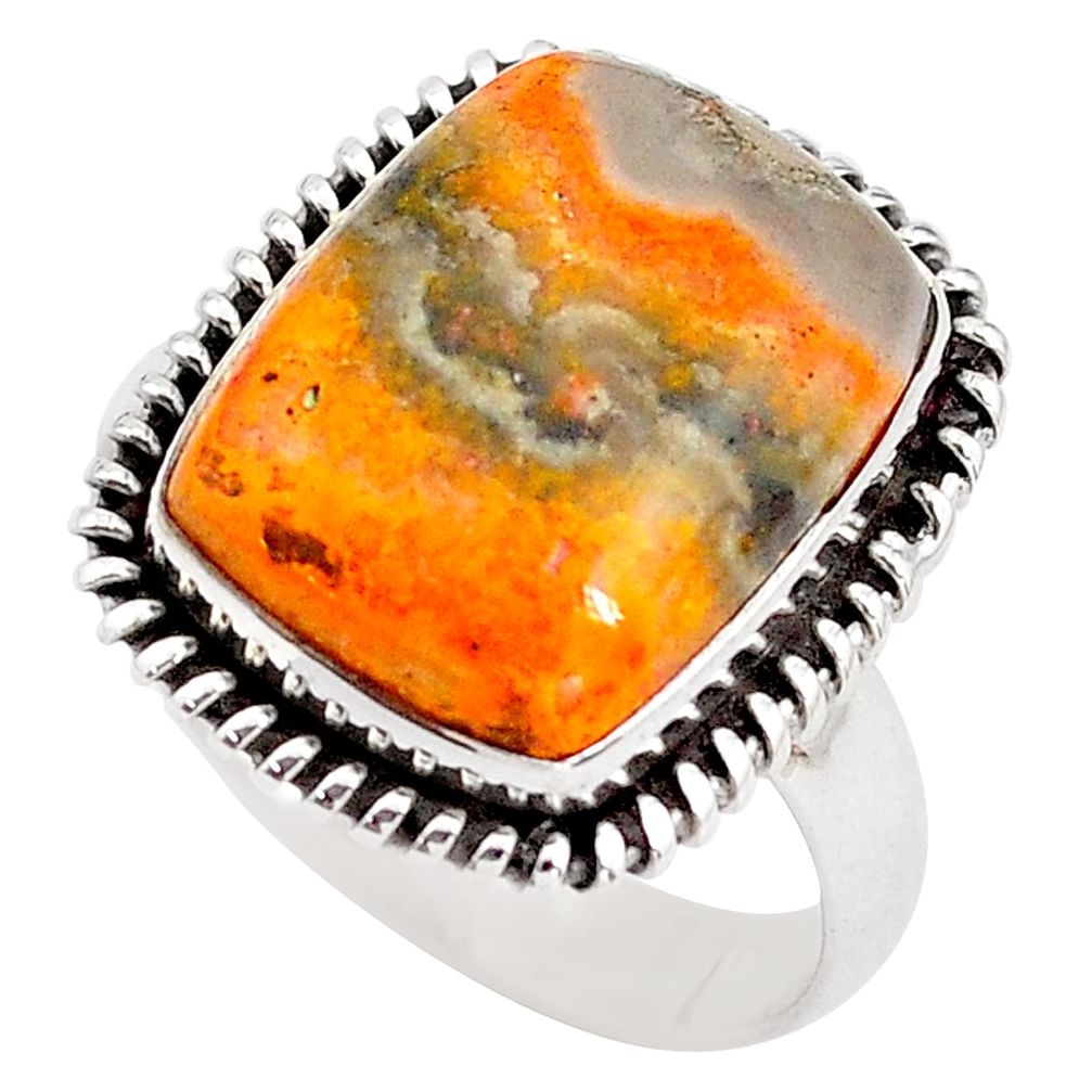 9.42cts natural bumble bee australian jasper silver solitaire ring size 9 p85786