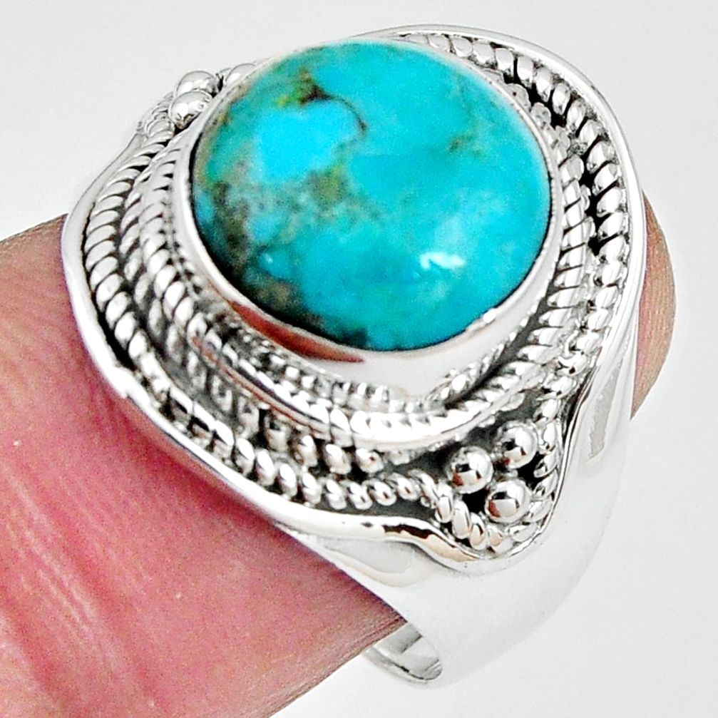 6.48cts natural campitos turquoise 925 silver solitaire ring size 8.5 p89856