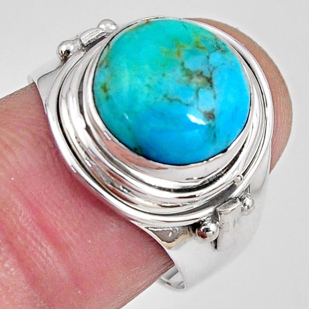 5.79cts natural campitos turquoise 925 silver solitaire ring size 7.5 p89860