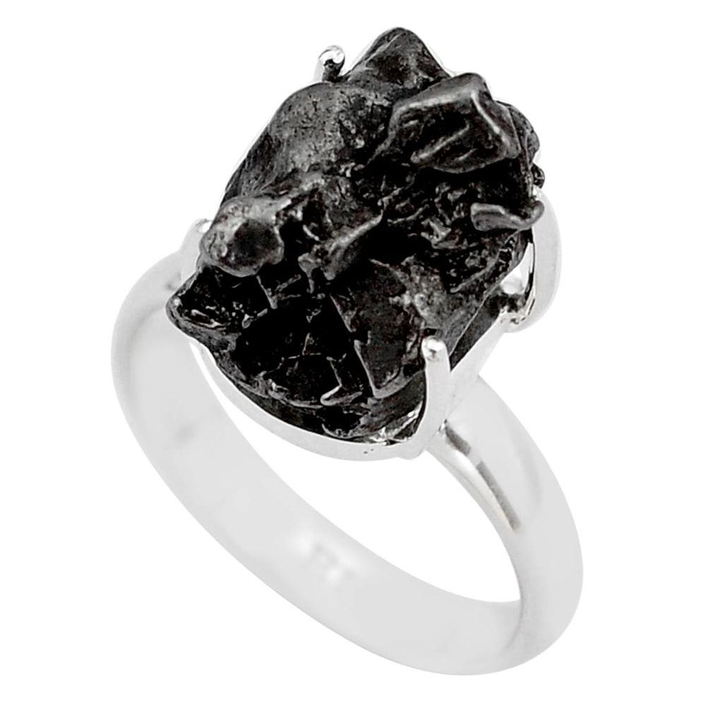 10.75cts natural campo del cielo (meteorite) silver solitaire ring size 7 p87209