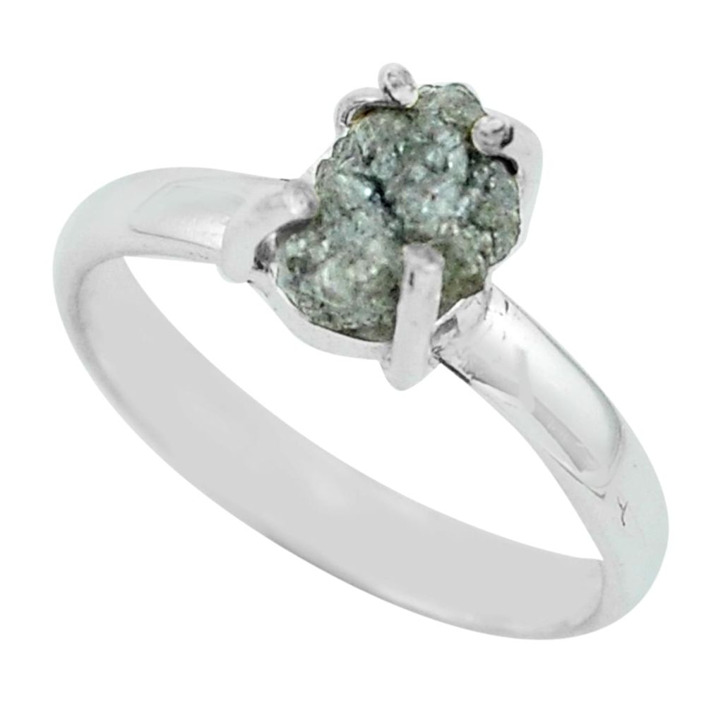 3.50cts natural certified diamond rough 925 silver solitaire ring size 8 p67126