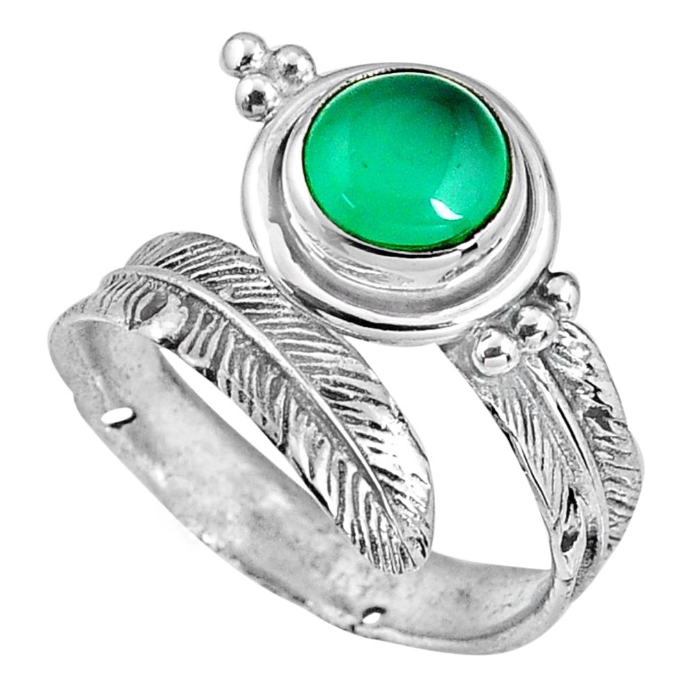 2.41cts natural chalcedony 925 silver adjustable feather ring size 8 p90101