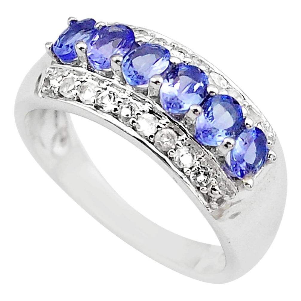 3.42cts natural diamond blue tanzanite 925 sterling silver ring size 7.5 c4285