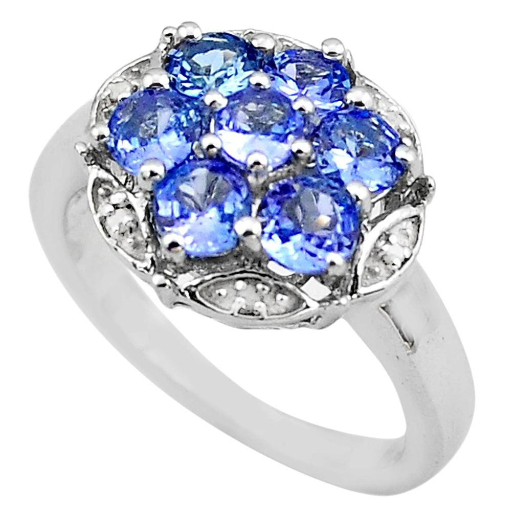 4.38cts natural diamond blue tanzanite 925 sterling silver ring size 7.5 c4295