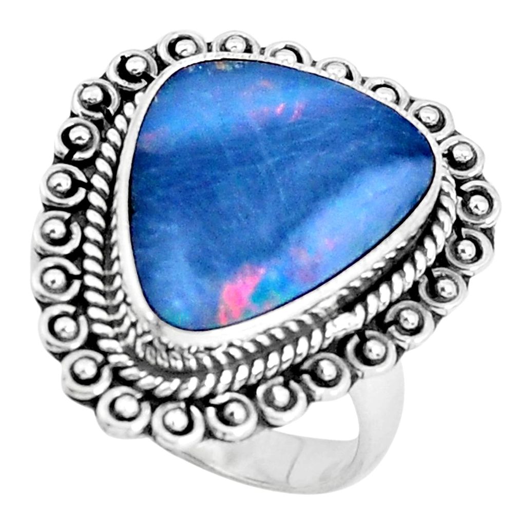 5.30cts natural doublet opal australian 925 silver solitaire ring size 7 p47463