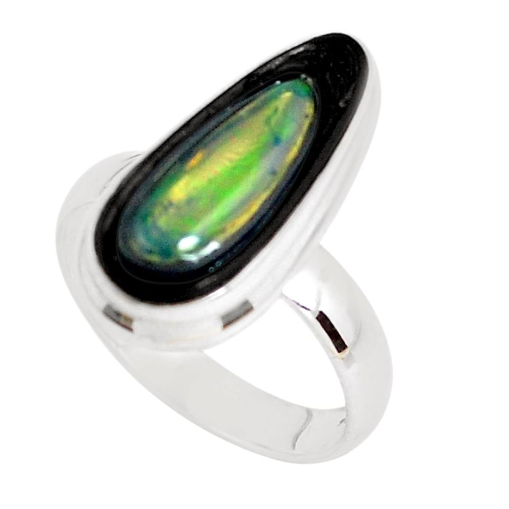 7.04cts natural doublet opal in onyx 925 silver solitaire ring size 8.5 p53811