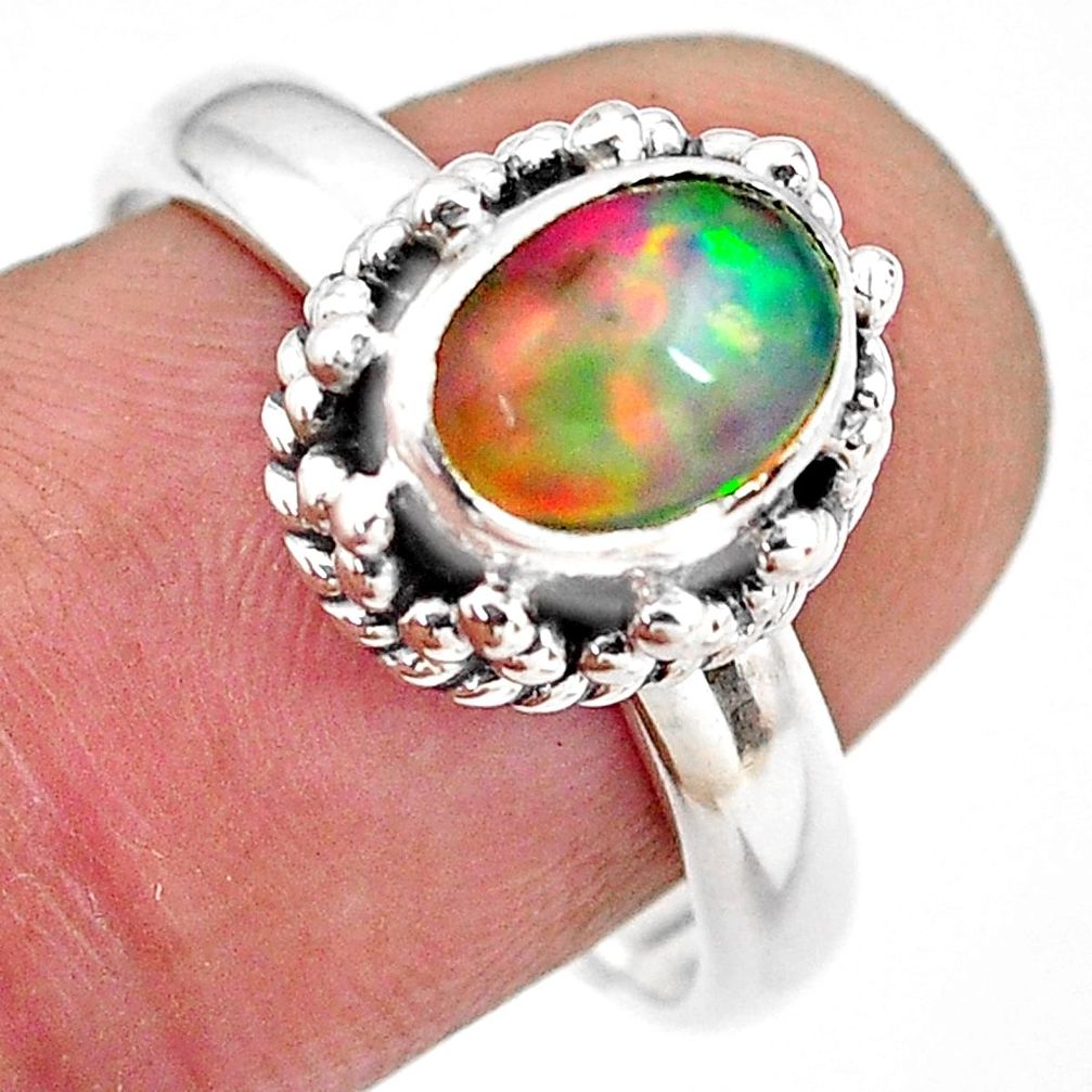 2.26cts natural ethiopian opal 925 silver solitaire ring jewelry size 8.5 p84801