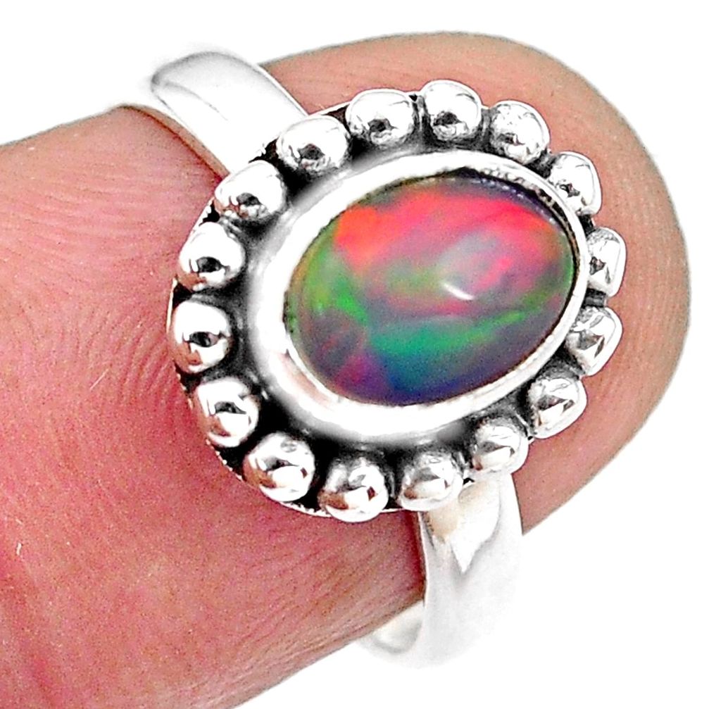 2.13cts natural ethiopian opal 925 silver solitaire ring jewelry size 6.5 p84808