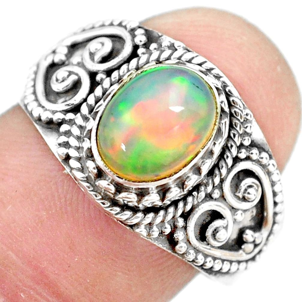 2.02cts natural ethiopian opal 925 silver solitaire ring size 8.5 p71545