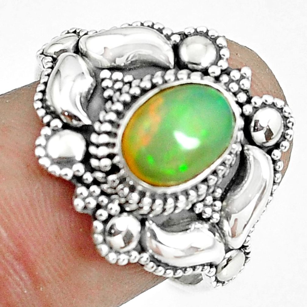 2.35cts natural ethiopian opal 925 sterling silver solitaire ring size 8 p61888