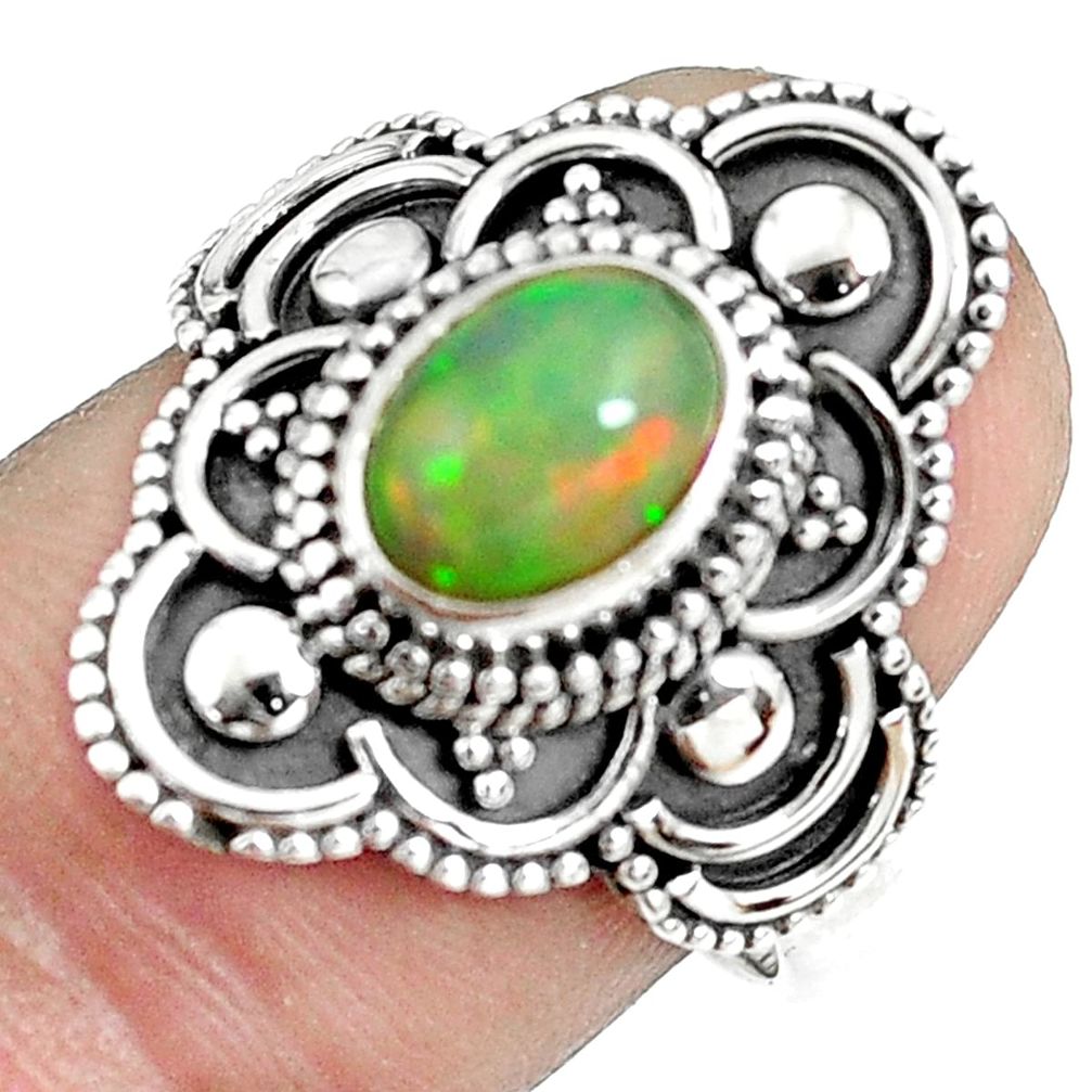 2.11cts natural ethiopian opal 925 sterling silver solitaire ring size 8 p61893