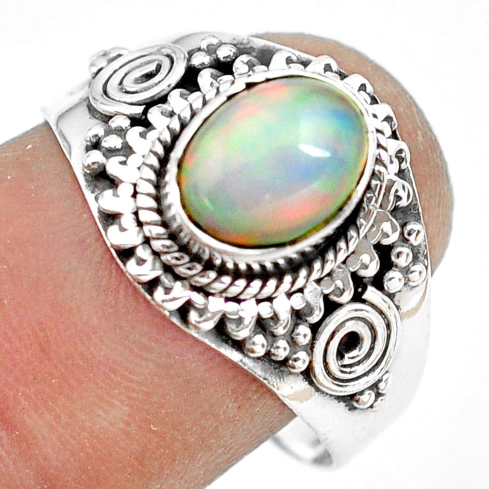 2.14cts natural ethiopian opal 925 sterling silver solitaire ring size 8 p71526