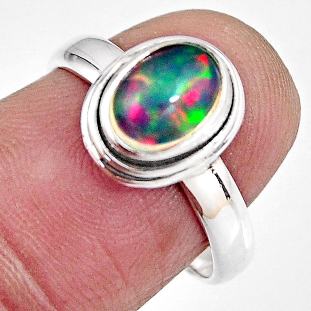 1.96cts natural ethiopian opal 925 sterling silver solitaire ring size 7 p92092